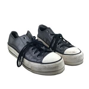 Converse All Star Metallic Gray Silver Low-Top Lift Platform Sneakers Size 8.5